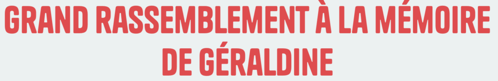 Grand rassemblement à la mémoire de Géraldine. Image du titre d'un article de l'Humanité, juillet 2024